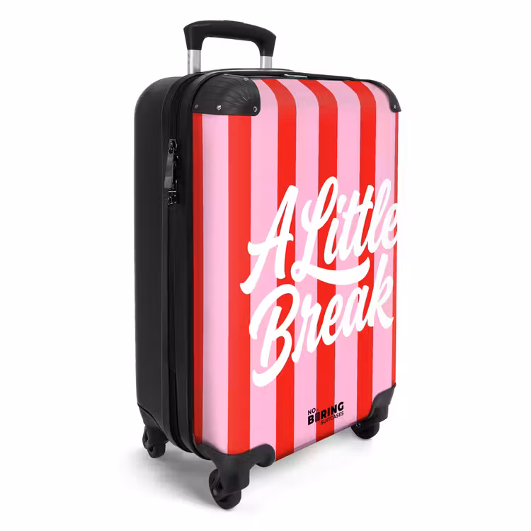 Koffer - A Little Break – Streifen – Rot – Rosa - A Little Break - Strepen - Rood - Roze NBS - Handbagage koffer - Vrouwen middel