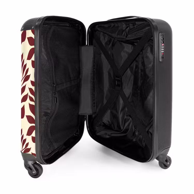Abstract - Bladeren - Burgundy NBS - Handbagage koffer - Volwassenen Unisex middel -binnenkant