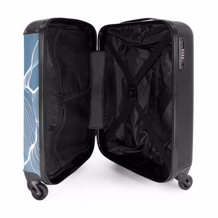 Abstract - Blauw - Bladeren NBS - Handbagage koffer - Volwassenen Unisex middel -binnenkant