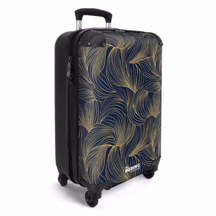 Abstract - Lijnen - Blauw - Goud NBS - Handbagage koffer - Volwassenen Unisex middel -productfoto_3d