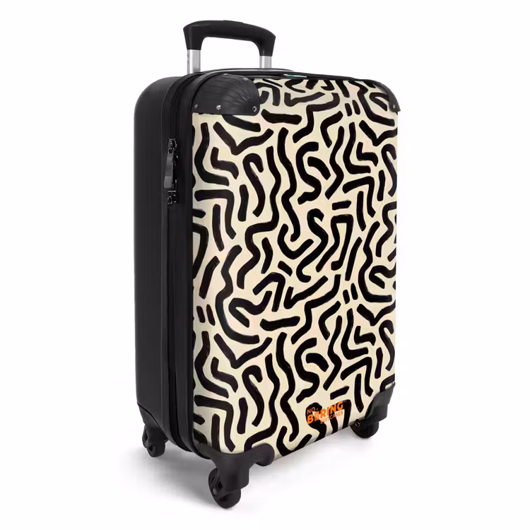 Abstract - Lijnen - Zwart NBS - Handbagage koffer - Volwassenen Unisex middel -productfoto_3d