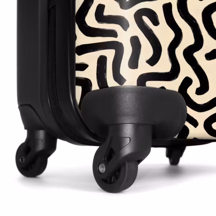 Abstract - Lijnen - Zwart NBS - Handbagage koffer - Volwassenen Unisex middel -wiel