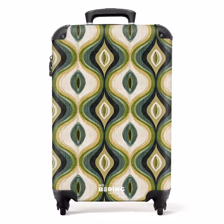 Koffer - Abstrakt - Rhythmisch - Grün - Abstract - Ritmisch - Groen NBS - Handbagage koffer - Volwassenen Unisex middel