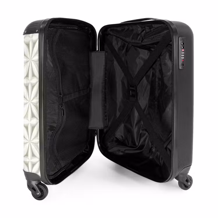 Abstract - Structuur - Grijs - Wit NBS - Handbagage koffer - Volwassenen Unisex middel -binnenkant