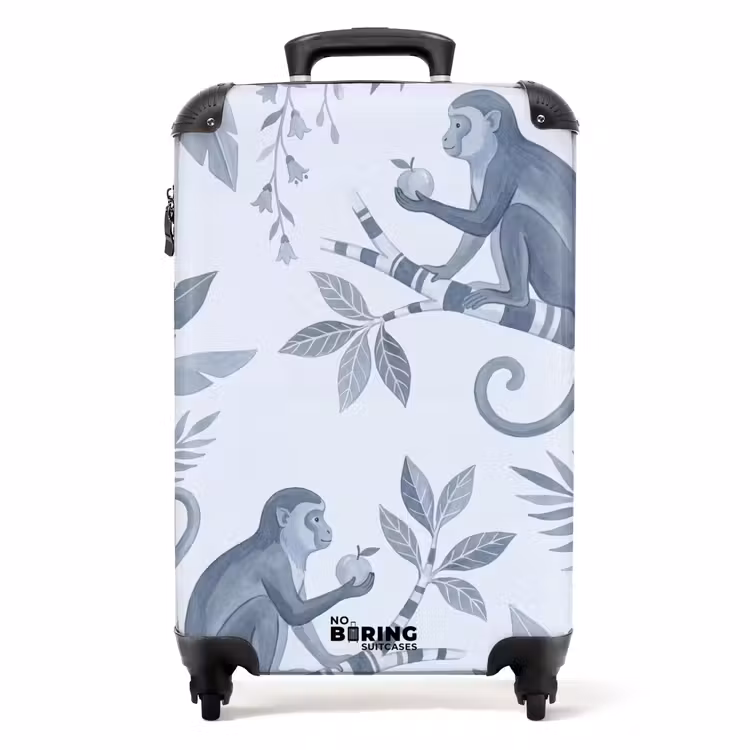 Koffer - Affe – Baum – Blätter – Dschungel – Illustration - Aap - Boom - Bladeren - Jungle - Illustratie NBS - Handbagage koffer - Volwassenen Unisex middel
