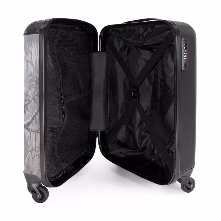 Koffer - Affe – Baum – Dschungel – Natur – Grau - Aap - Boom - Jungle - Natuur - Grijs NBS - Handbagage koffer - Volwassenen Unisex middel
