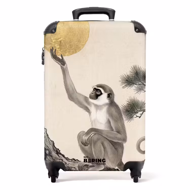 Koffer - Affe – Mond – Gold - Aap - Maan - Goud NBS - Handbagage koffer - Volwassenen Unisex middel