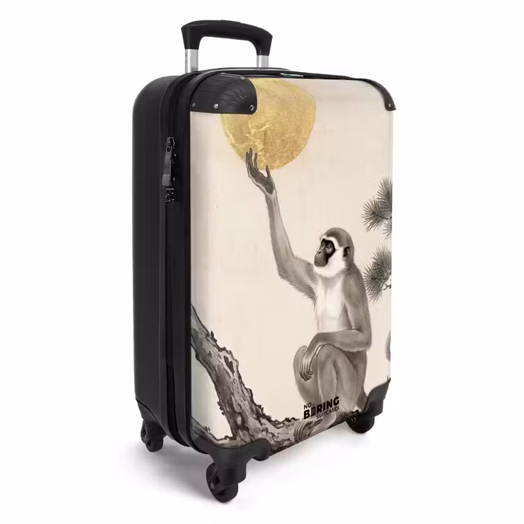 Koffer - Affe – Mond – Gold - Aap - Maan - Goud NBS - Handbagage koffer - Volwassenen Unisex middel