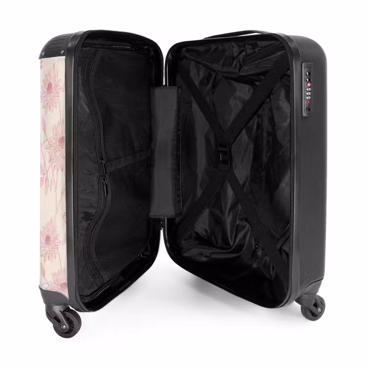 Koffer - Altrosa – Dahlien – Strichzeichnung – Schnittmuster - Oudroze - Dahlia's - Lijntekening - Patroon NBS - Handbagage koffer - Vrouwen middel