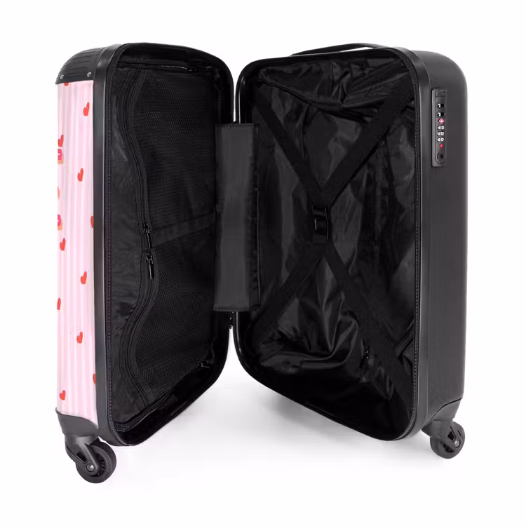 Amore vita sole - Roze - Hartjes NBS - Handbagage koffer - Volwassenen Unisex middel -binnenkant