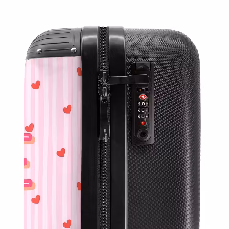 Amore vita sole - Roze - Hartjes NBS - Handbagage koffer - Volwassenen Unisex middel -slot