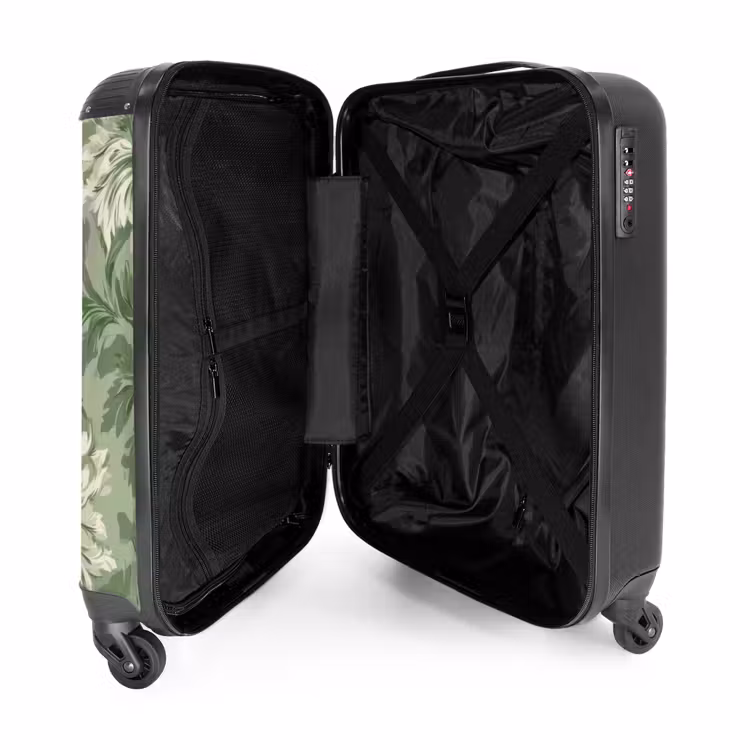 Koffer - Anmutig – Hellgrün – Pflanzen – Muster – Tailliert - Sierlijk - Lichtgroen - Planten - Patroon - Getailleerd NBS - Handbagage koffer - Volwassenen Unisex middel