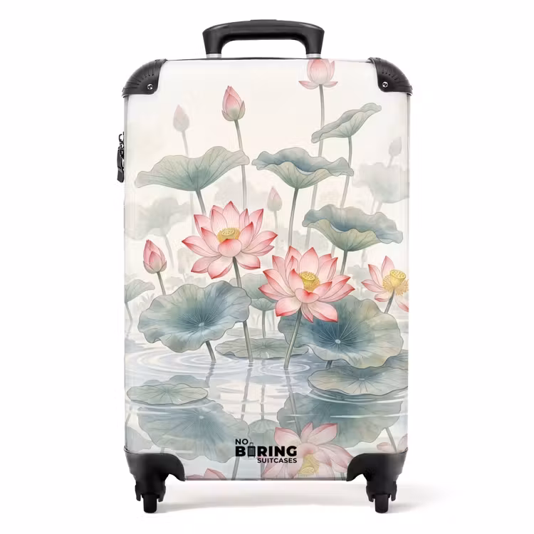 Koffer - Aquarell – Lotusblumen – farbenfroh - Aquarel - Lotusbloemen - Kleurrijk NBS - Handbagage koffer - Volwassenen Unisex middel