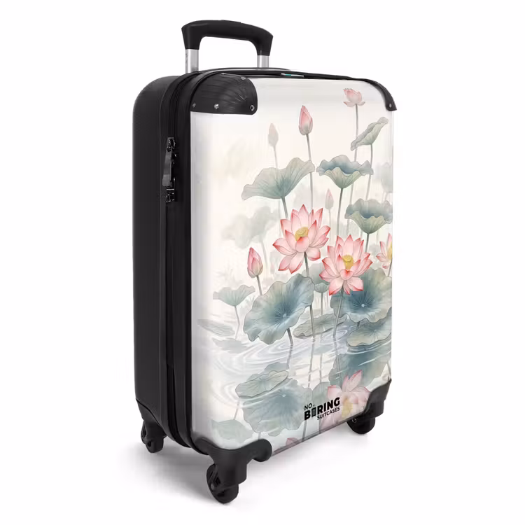 Koffer - Aquarell – Lotusblumen – farbenfroh - Aquarel - Lotusbloemen - Kleurrijk NBS - Handbagage koffer - Volwassenen Unisex middel