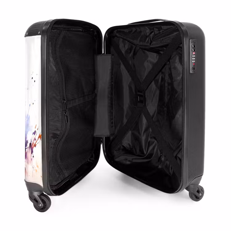 Aquarel paard met kleurrijke spatten NBS - Handbagage koffer - Unisex middel -binnenkant