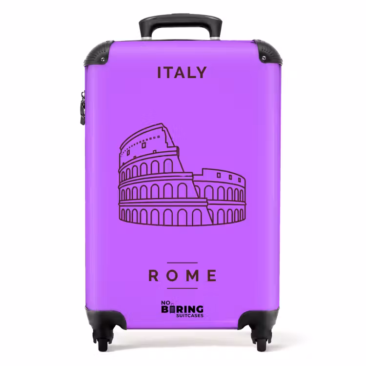 Koffer - Architektur – Kolosseum – Rom – Minimalistisch – Lila - Architectuur - Colosseum - Rome - Minimalistisch - Paars NBS - Handbagage koffer - Volwassenen Unisex middel