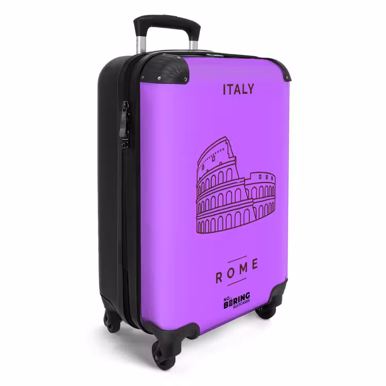 Koffer - Architektur – Kolosseum – Rom – Minimalistisch – Lila - Architectuur - Colosseum - Rome - Minimalistisch - Paars NBS - Handbagage koffer - Volwassenen Unisex middel