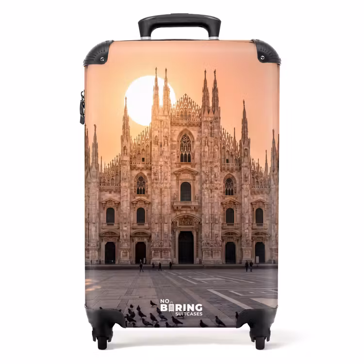 Koffer - Architektur – Mailand – Platz – Sonnenaufgang – Orange - Architectuur - Milaan - Plein - Zonsopgang - Oranje NBS - Handbagage koffer - Volwassenen Unisex middel