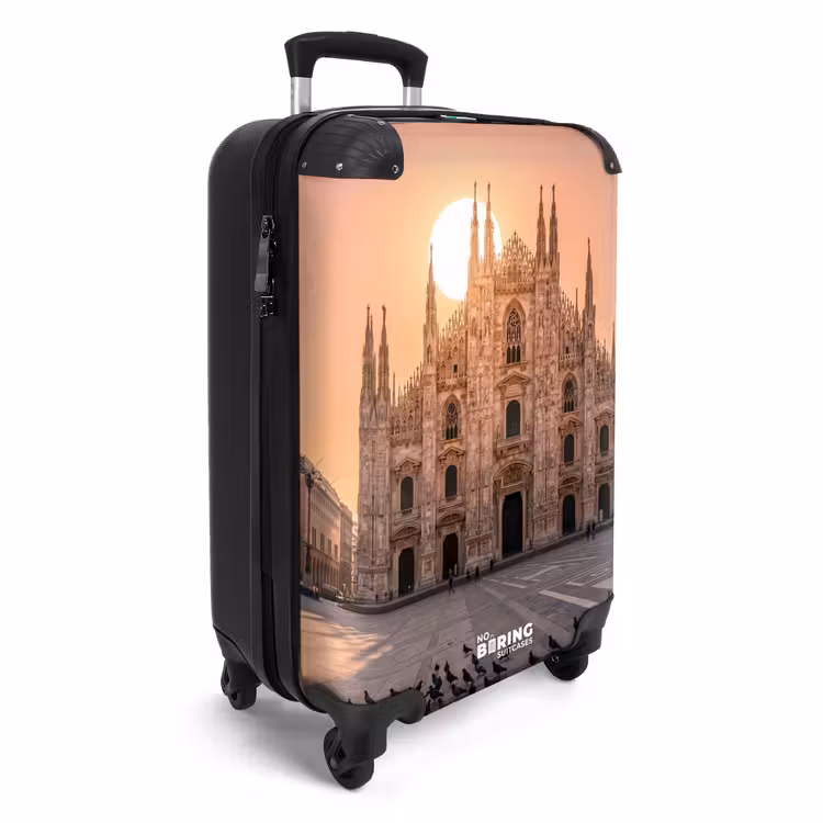Koffer - Architektur – Mailand – Platz – Sonnenaufgang – Orange - Architectuur - Milaan - Plein - Zonsopgang - Oranje NBS - Handbagage koffer - Volwassenen Unisex middel