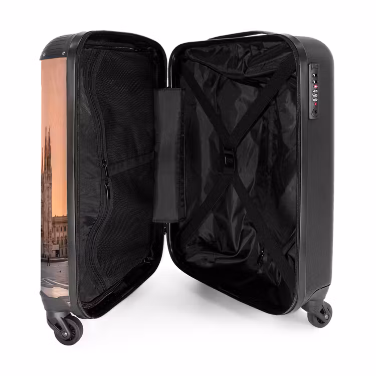 Koffer - Architektur – Mailand – Platz – Sonnenaufgang – Orange - Architectuur - Milaan - Plein - Zonsopgang - Oranje NBS - Handbagage koffer - Volwassenen Unisex middel