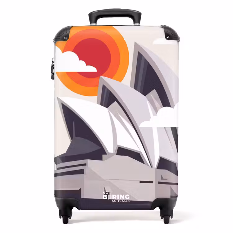 Koffer - Architektur – Stadtansicht – Modern – Grau – Orange - Architectuur - Stadsgezicht - Modern - Grijs - Oranje NBS - Handbagage koffer - Volwassenen Unisex middel
