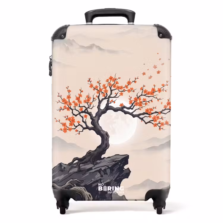 Koffer - Asiatisch – Blüte – Rot - Aziatisch - Bloesem - Rood NBS - Handbagage koffer - Volwassenen Unisex middel