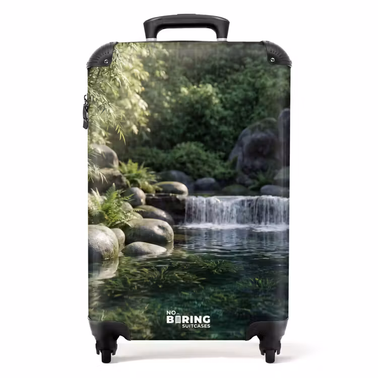 Koffer - Bach – Wasserfall – Natur – Grün - Beek - Waterval - Natuur - Groen NBS - Handbagage koffer - Volwassenen Unisex middel
