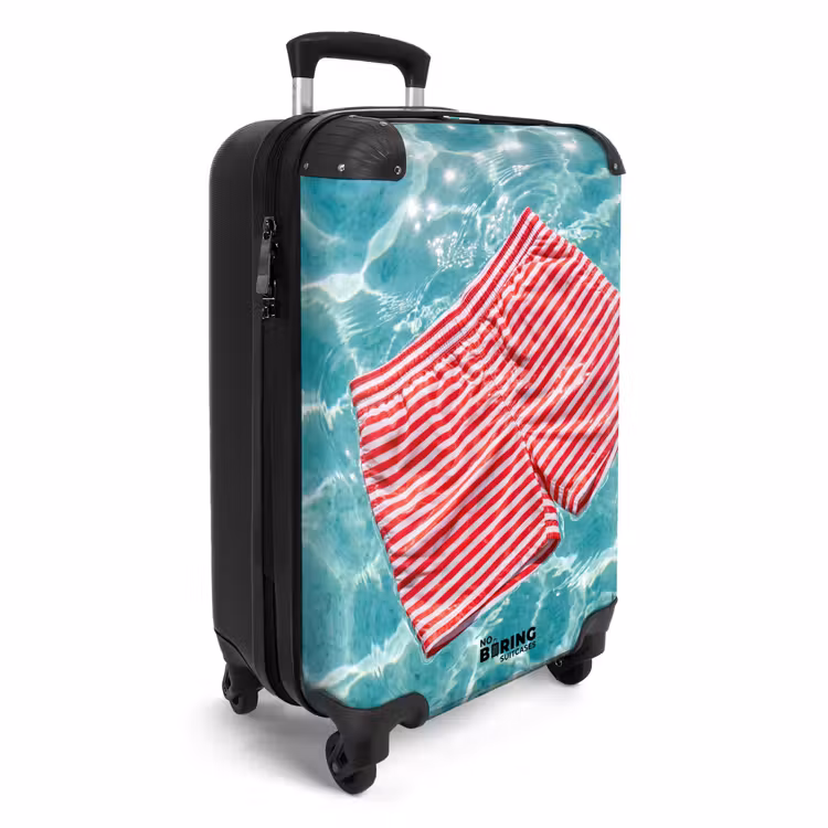 Koffer - Bademode – Gestreift – Wasser – Sommer – Rot-Weiß - Zwemkleding - Gestreept - Water - Zomer - Rood-wit NBS - Handbagage koffer - Vrouwen middel