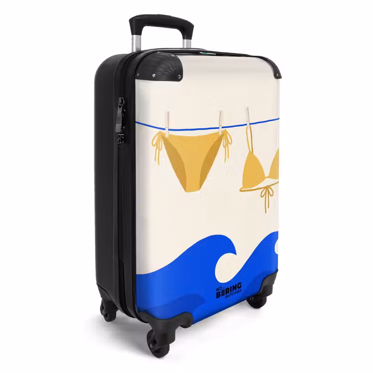 Koffer - Bademode – Meer – Sommer – Illustration – Gelb - Zwemkleding - Zee - Zomer - Illustratie - Geel NBS - Handbagage koffer - Vrouwen middel