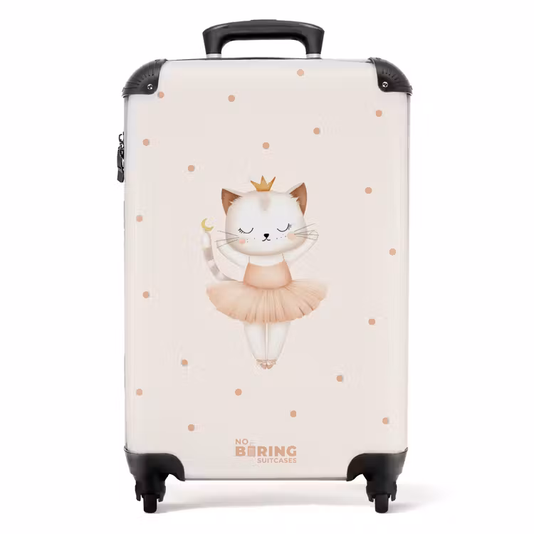 Ballerina kitten in beige kleuren NBS - Handbagage koffer - Volwassenen Unisex middel -productfoto_recht