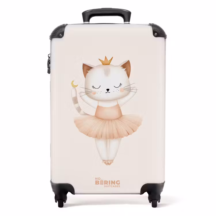 Ballerina kitten in beige kleuren NBS - Handbagage koffer - Volwassenen Unisex middel -productfoto_recht