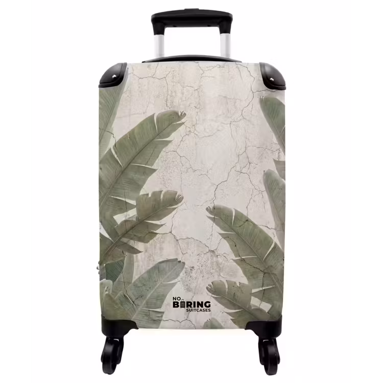 Koffer - Bananenblätter – Beton – Grün - Bananenbladeren - Beton - Groen NBS - Handbagage koffer - Vrouwen middel