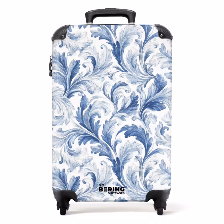 Barok bladeren patroon blauw NBS - Handbagage koffer - Kinderen Unisex middel -productfoto_recht