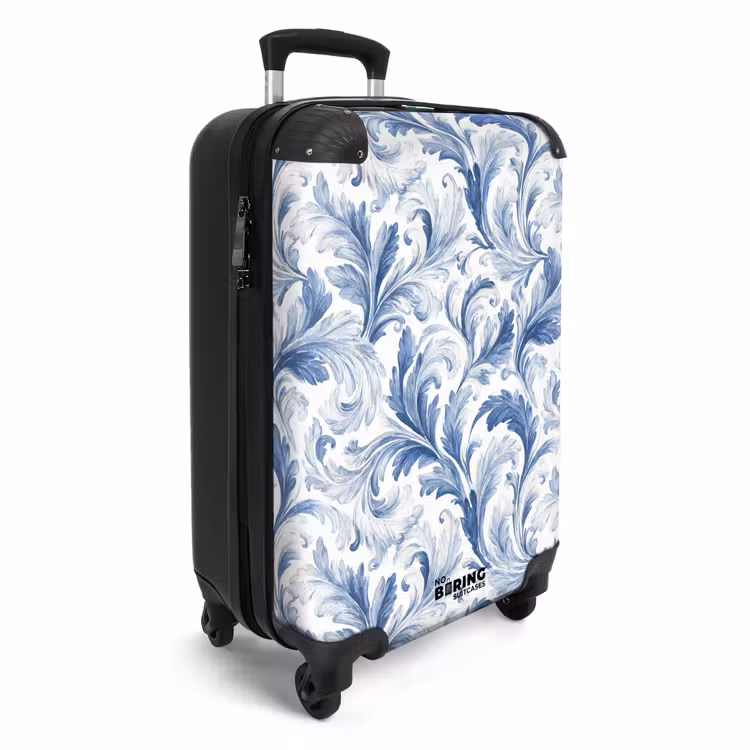 Barok bladeren patroon blauw NBS - Handbagage koffer - Kinderen Unisex middel -productfoto_3d