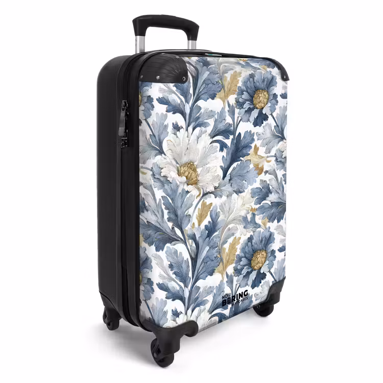Barok bloemen patroon blauw NBS - Handbagage koffer - Volwassenen Unisex middel -productfoto_3d