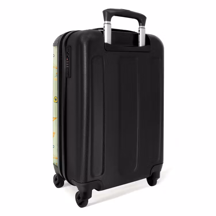 Bouwkranen en timmergereedschap op mintgroene achtergrond NBS - Handbagage koffer - Kinderen Unisex middel -achterkant