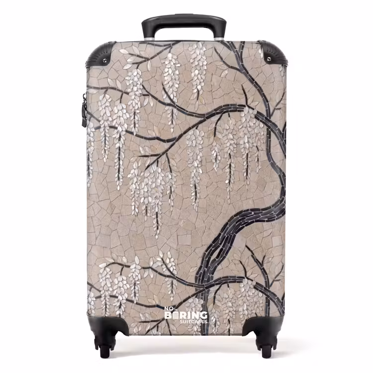 Koffer - Baum – Blumen – Mosaik – Kunst – Weiß - Boom - Bloemen - Mozaïek - Kunst - Wit NBS - Handbagage koffer - Volwassenen Unisex middel
