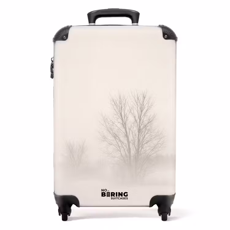 Koffer - Baum – Nebel – Schnee – Winter – Minimalistisch - Boom - Mist - Sneeuw - Winter - Minimalistisch NBS - Handbagage koffer - Volwassenen Unisex middel