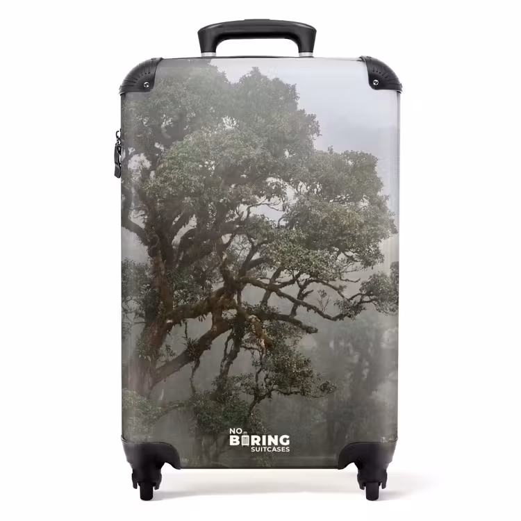 Koffer - Baum – Nebel – Wald – Grün – Natur - Boom - Mistig - Bos - Groen - Natuur NBS - Handbagage koffer - Volwassenen Unisex middel