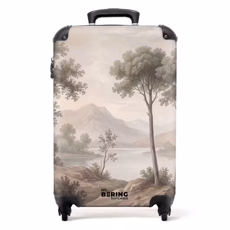 Koffer - Bäume – See – Berge – Illustration - Bomen - Meer - Bergen - Illustratie NBS - Handbagage koffer - Volwassenen Unisex middel