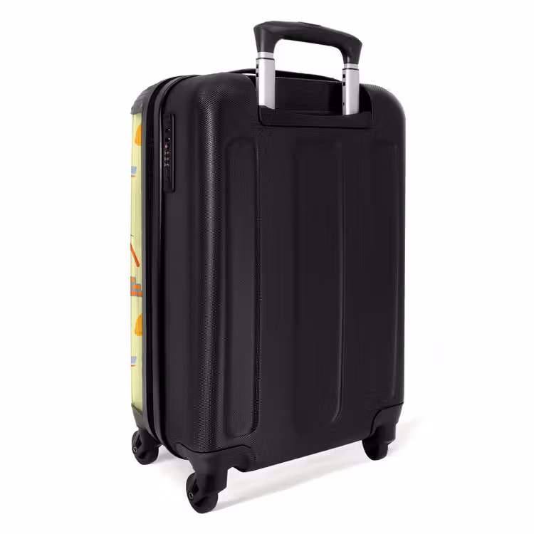 Bouwgereedschap patroon op lichtgele achtergrond NBS - Handbagage koffer - Kinderen Unisex middel -achterkant