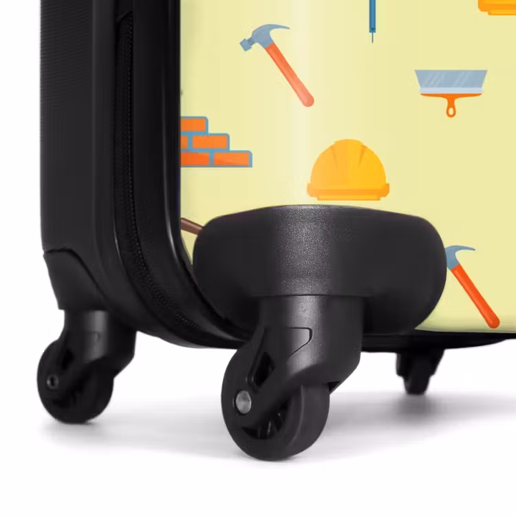 Bouwgereedschap patroon op lichtgele achtergrond NBS - Handbagage koffer - Kinderen Unisex middel -wiel