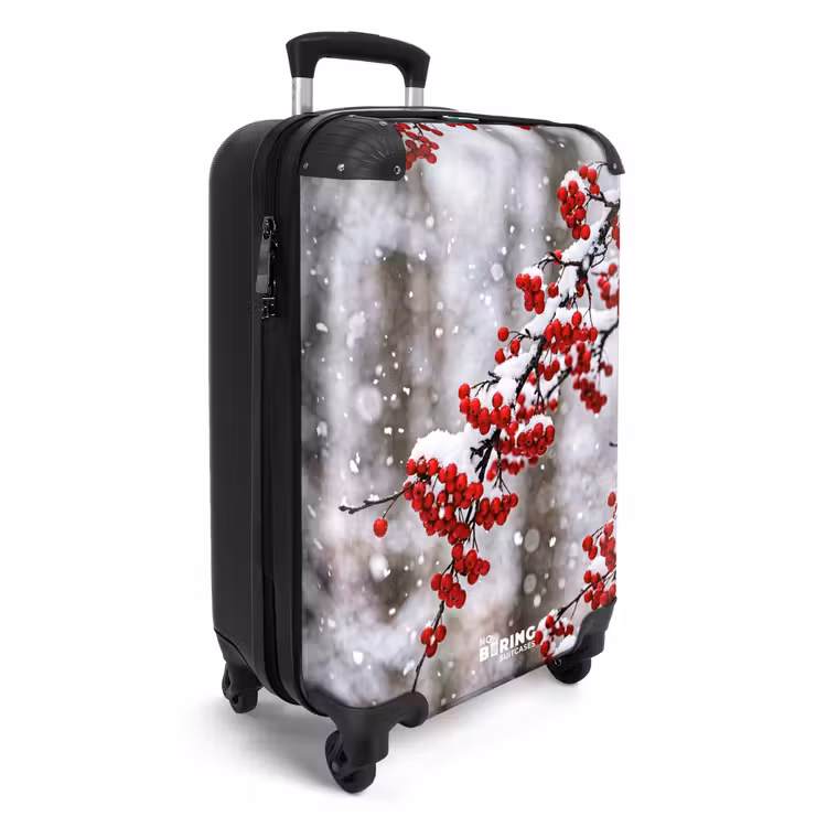Koffer - Beeren – Zweige – Schnee – Winter – Bunt - Bessen - Takken - Sneeuw - Winter - Kleurrijk NBS - Handbagage koffer - Volwassenen Unisex middel