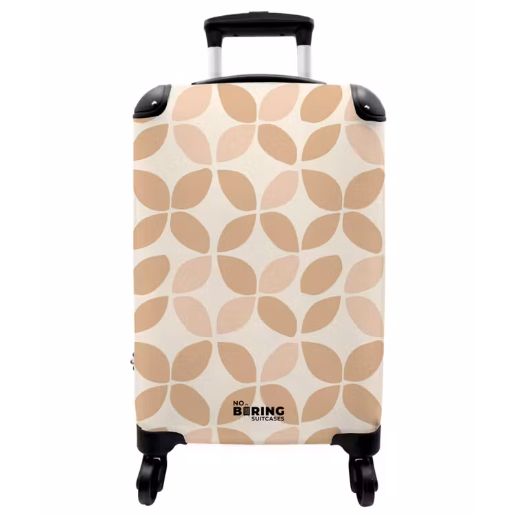 Koffer - Beige – Blätter – Minimalistisch – Muster - Beige - Bladeren - Minimalistisch - Patroon NBS - Handbagage koffer - Vrouwen middel