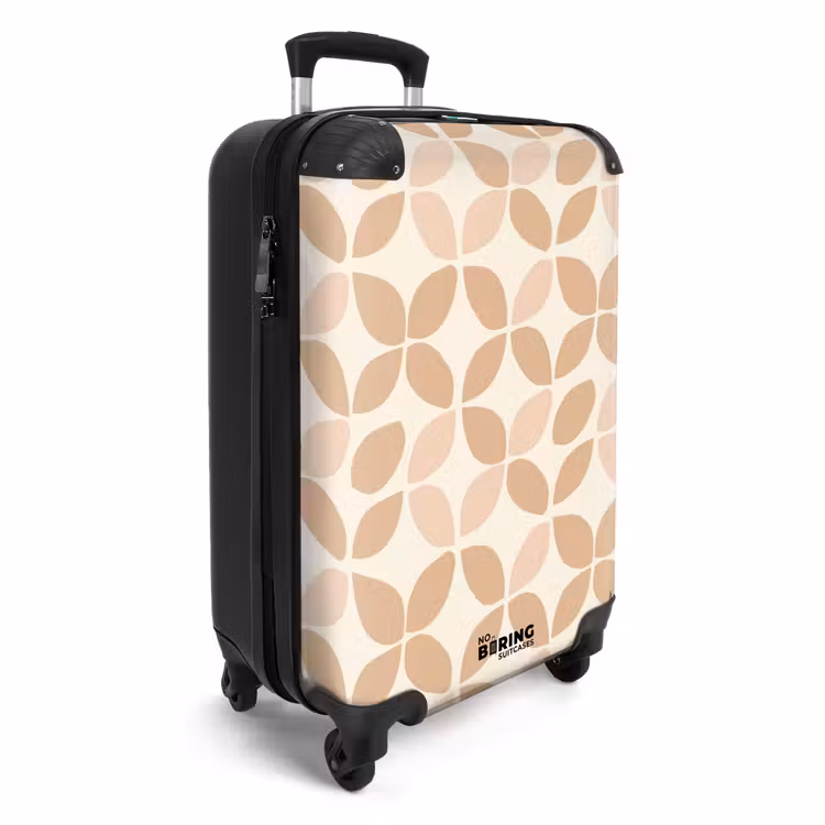 Koffer - Beige – Blätter – Minimalistisch – Muster - Beige - Bladeren - Minimalistisch - Patroon NBS - Handbagage koffer - Vrouwen middel