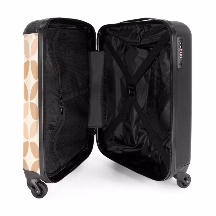 Koffer - Beige – Blätter – Minimalistisch – Muster - Beige - Bladeren - Minimalistisch - Patroon NBS - Handbagage koffer - Vrouwen middel