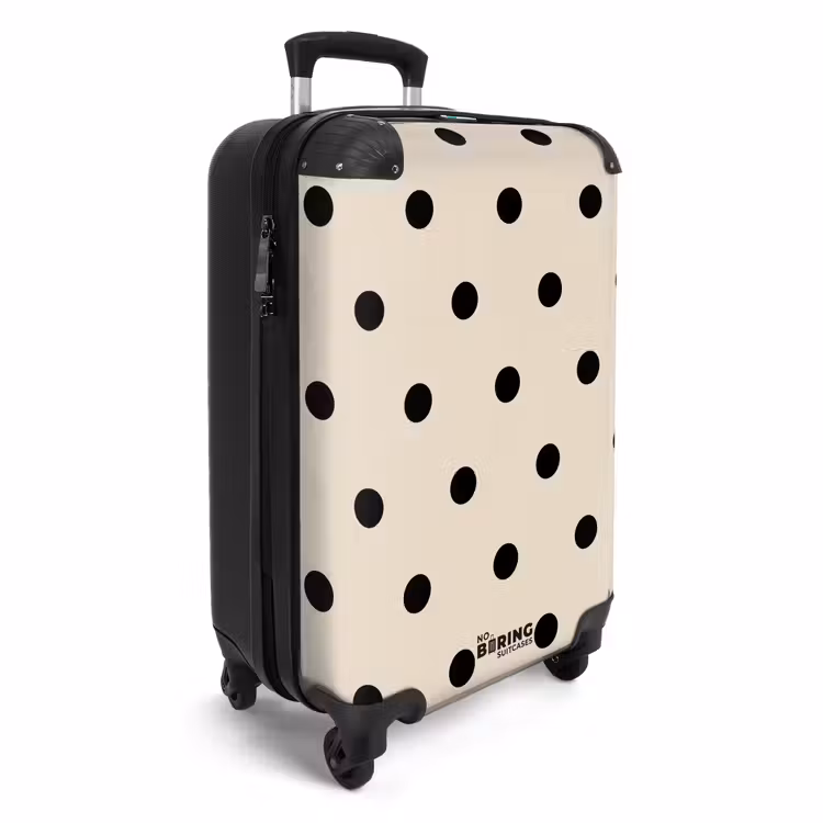 Beige achtergrond met zwarte stippen NBS - Handbagage koffer - Unisex middel -productfoto_3d