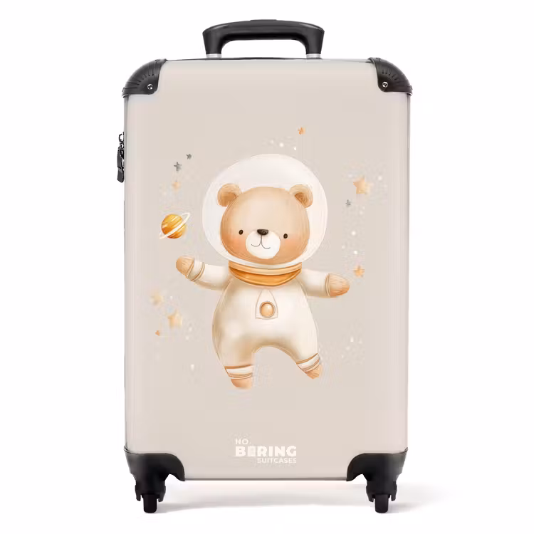Beige ruimtebeer zweeft tussen sterren NBS - Handbagage koffer - Volwassenen Unisex middel -productfoto_recht