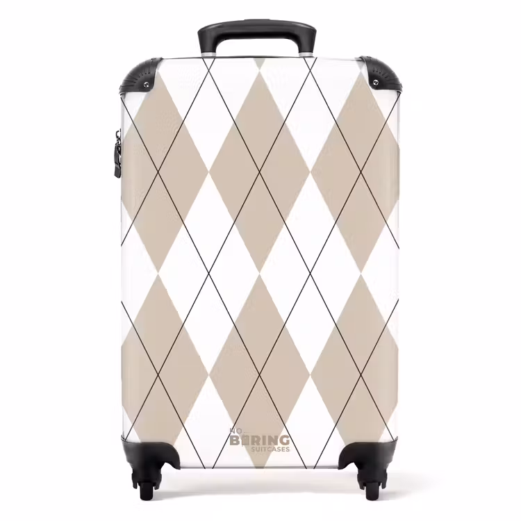 Beige ruiten patroon NBS - Handbagage koffer - Unisex middel -productfoto_recht