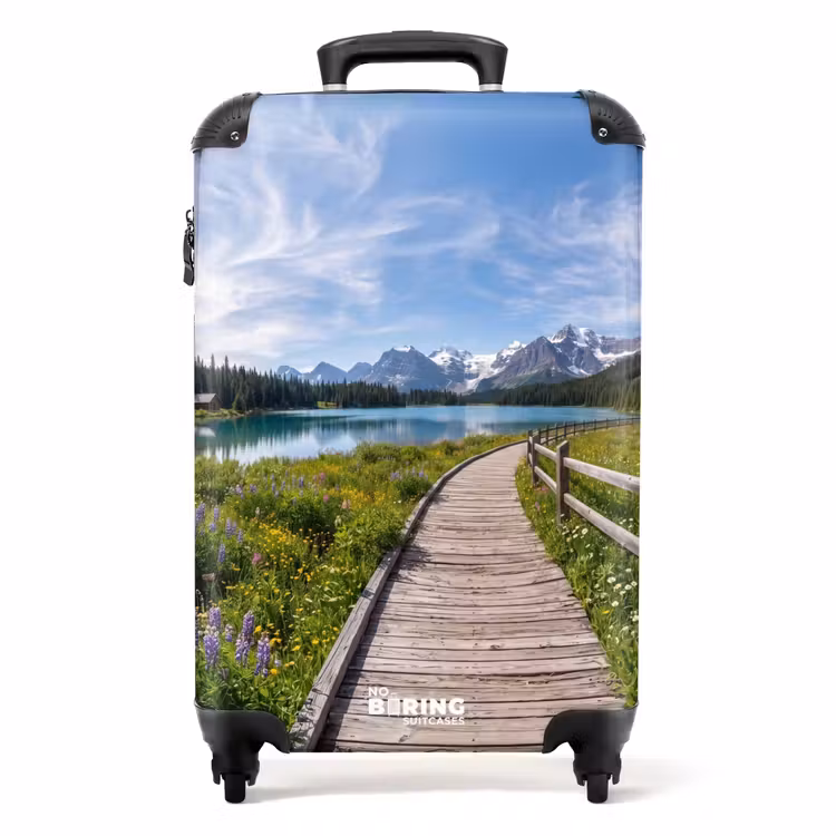 Koffer - Berge – See – Landschaft – Blau - Bergen - Meer - Landschap - Blauw NBS - Handbagage koffer - Volwassenen Unisex middel